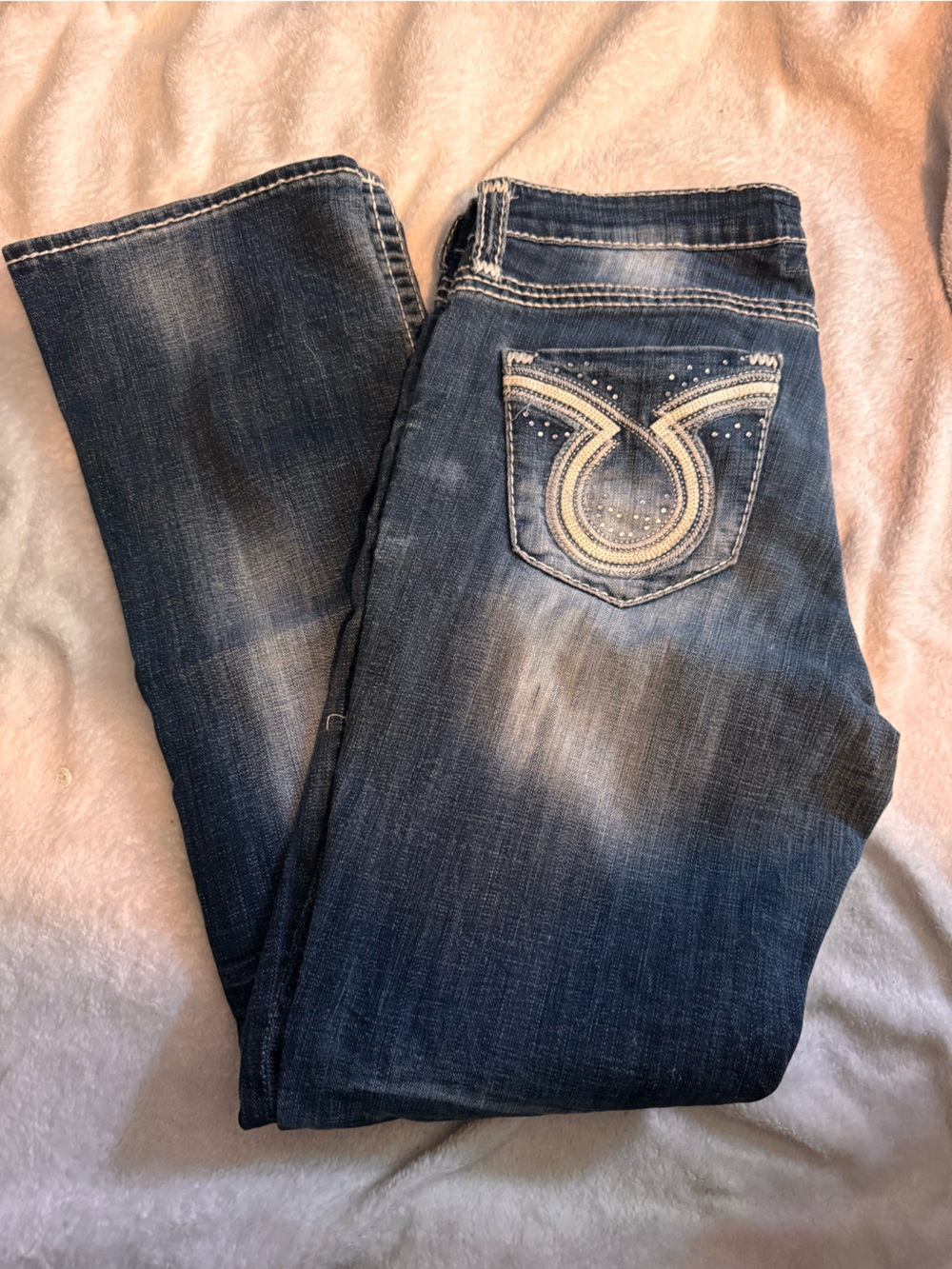 Big Star Women's Dark Blue Boot Cut Jeans with Embroidered Pocket